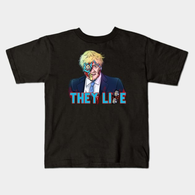 They Lie Obey Boris Political Zombie Alien Kids T-Shirt by Trendy Black Sheep